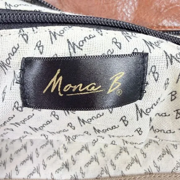 NWT Mona B Weekender Tote Blue Tan Upcycled Canvas Boho Carpet Print - Picture 5 of 11